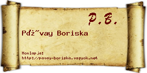 Pávay Boriska névjegykártya